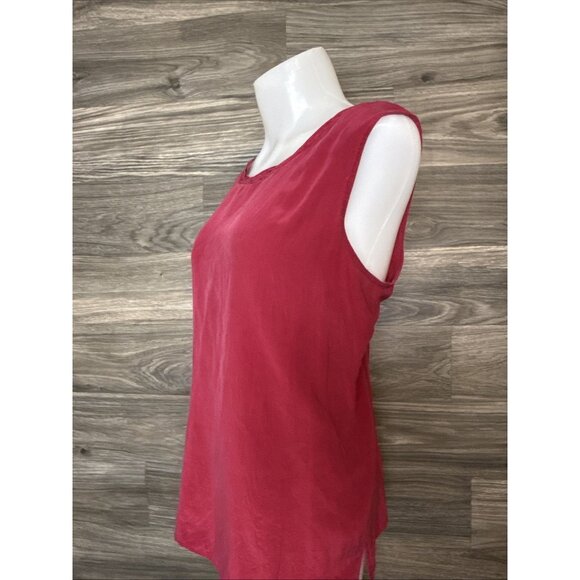 Women’s Pink 100% Silk Sleeveless Top Braided Neckline XL - Picture 5 of 8